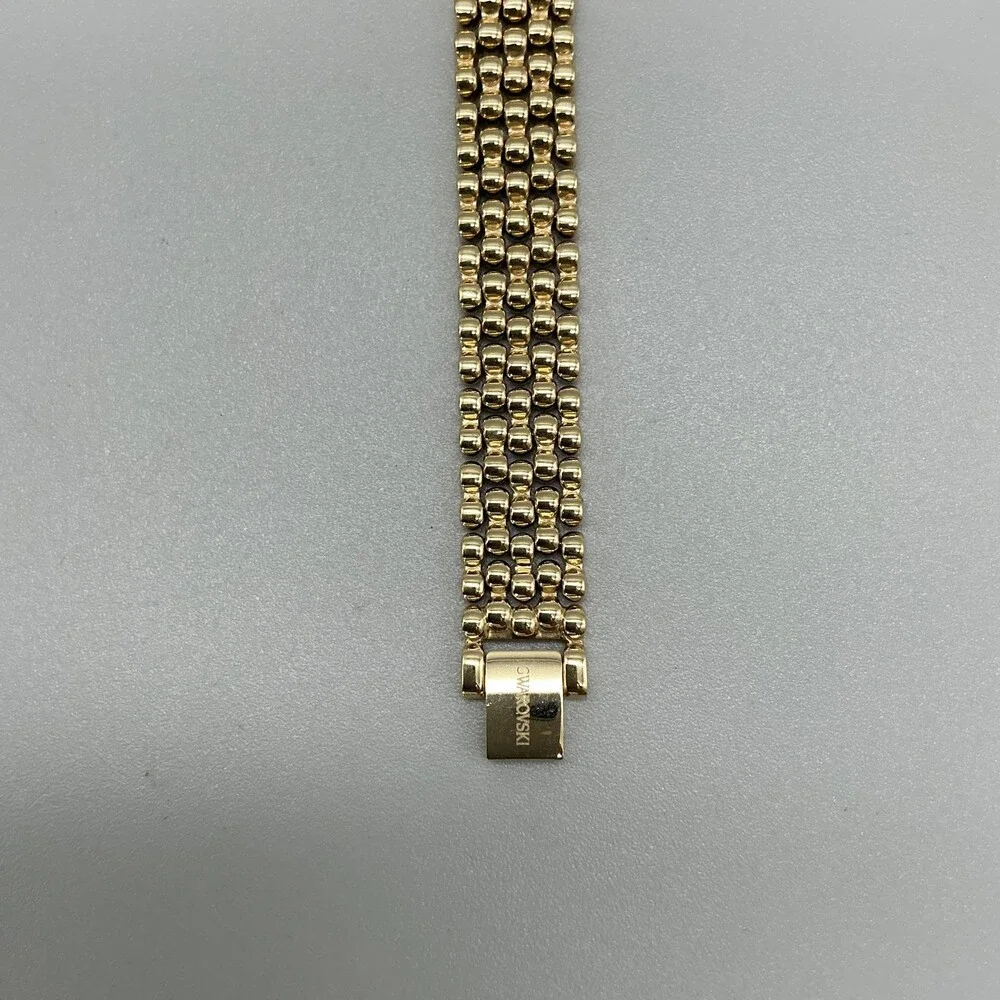 Swarovski Women Watch 37mm Oval Gold Tone Crystal Swiss 5200399 New Battery 7.5